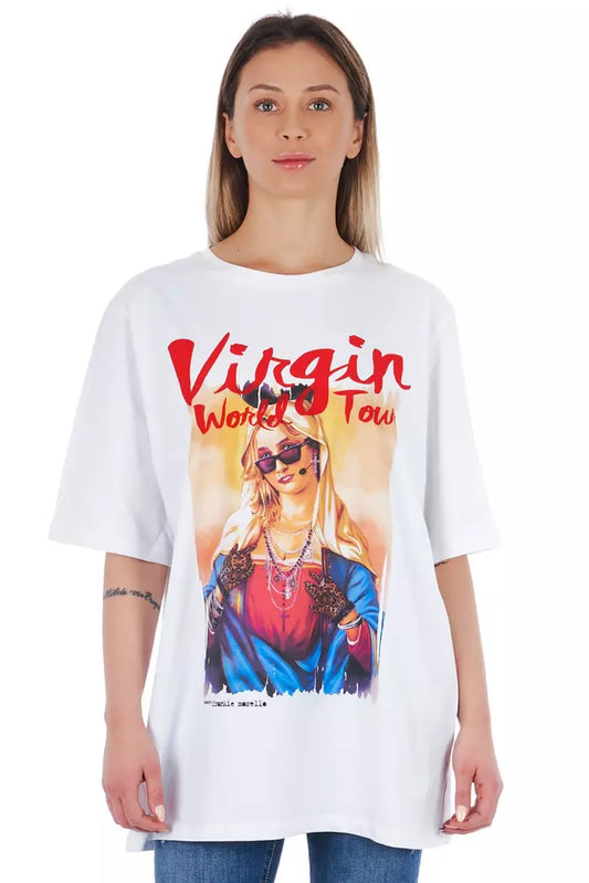 Optical White Oversized T-shirt With Front And Back Print