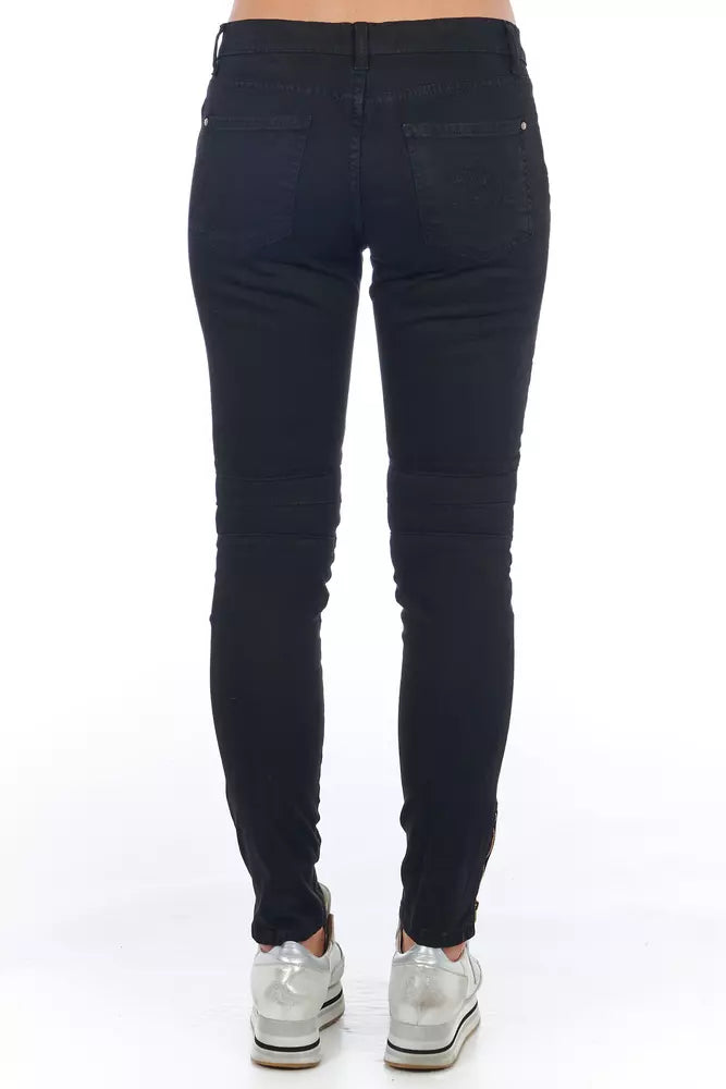Frankie Morello Women's Black Cotton Slim Fit Jeans