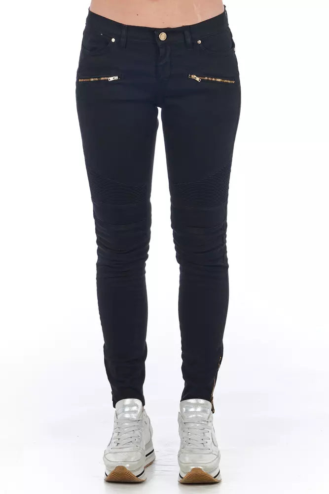 Frankie Morello Women's Black Cotton Slim Fit Jeans