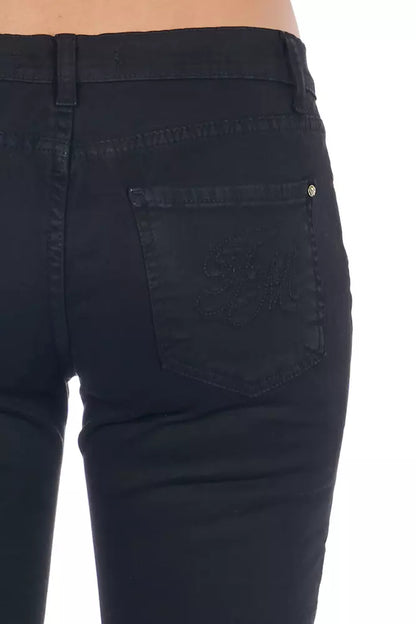 Frankie Morello Women's Black Cotton Slim Fit Jeans