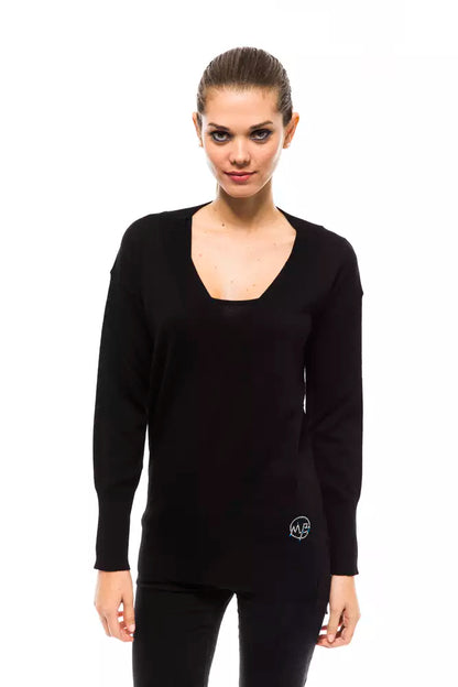 Montana Blu Women's Black Wool V-neck Sweater