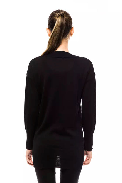 Montana Blu Women's Black Wool V-neck Sweater