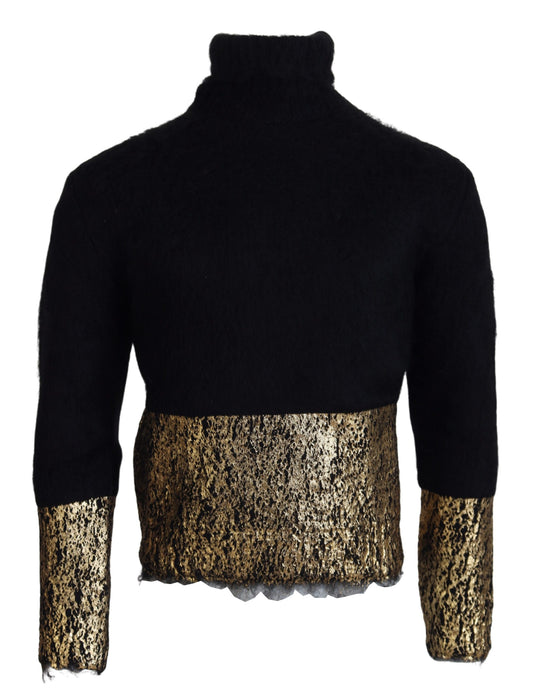 Dolce & Gabbana Men's Black Gold Turtleneck Mohair Pullover Mens Sweater