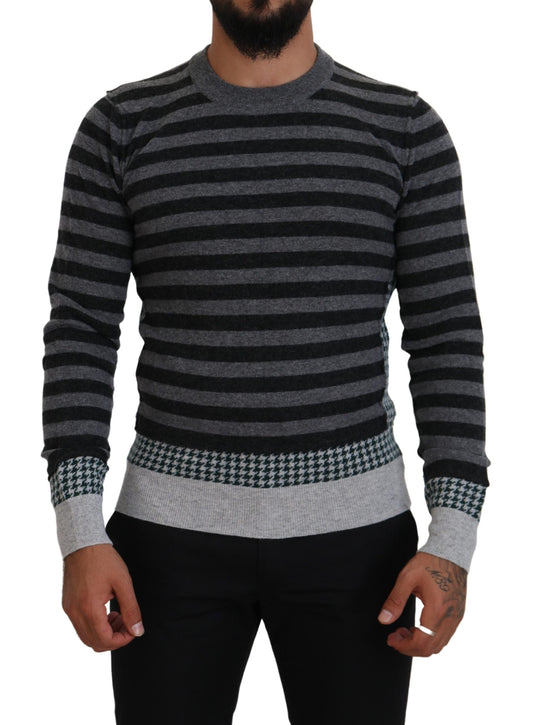 Dolce & Gabbana Men's Black Gray Wool Logo Pullover Sweater