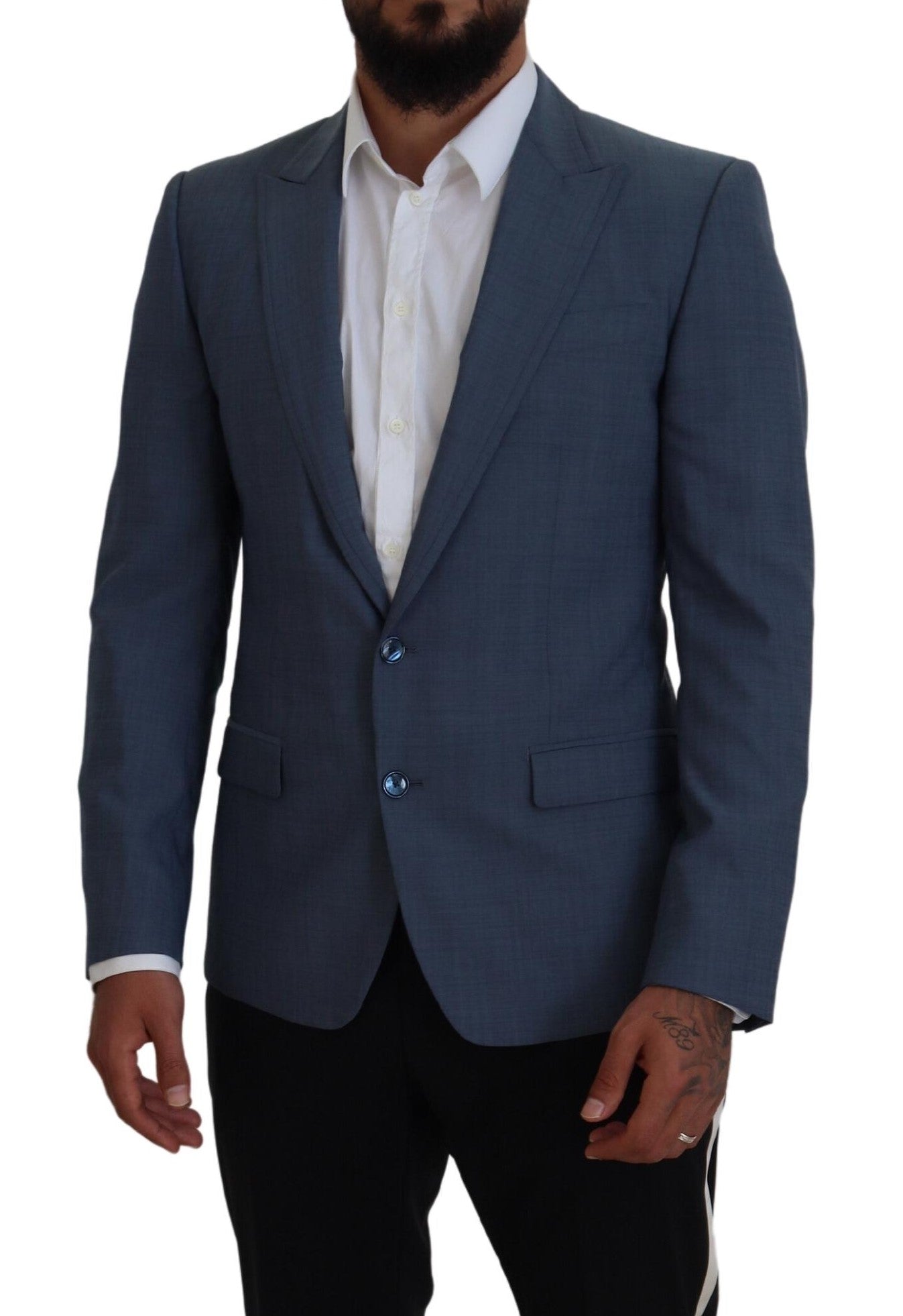 Dolce & Gabbana Men's Blue Wool Stretch Slim Fit Jacket Blazer