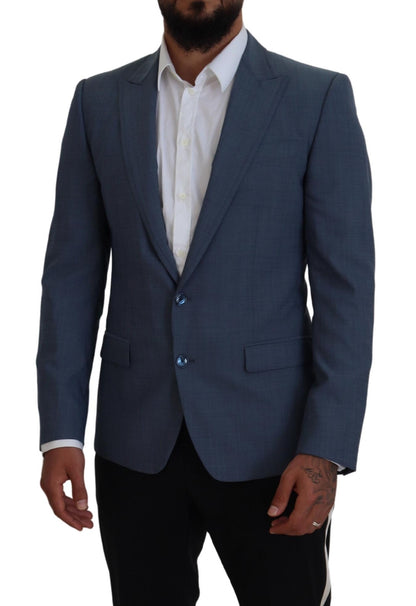 Dolce & Gabbana Men's Blue Wool Stretch Slim Fit Jacket Blazer