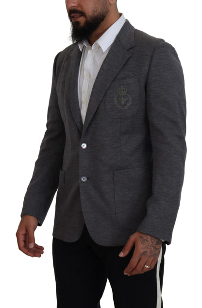 Dolce & Gabbana Men's Gray Wool Stretch Slim Fit Jacket Blazer