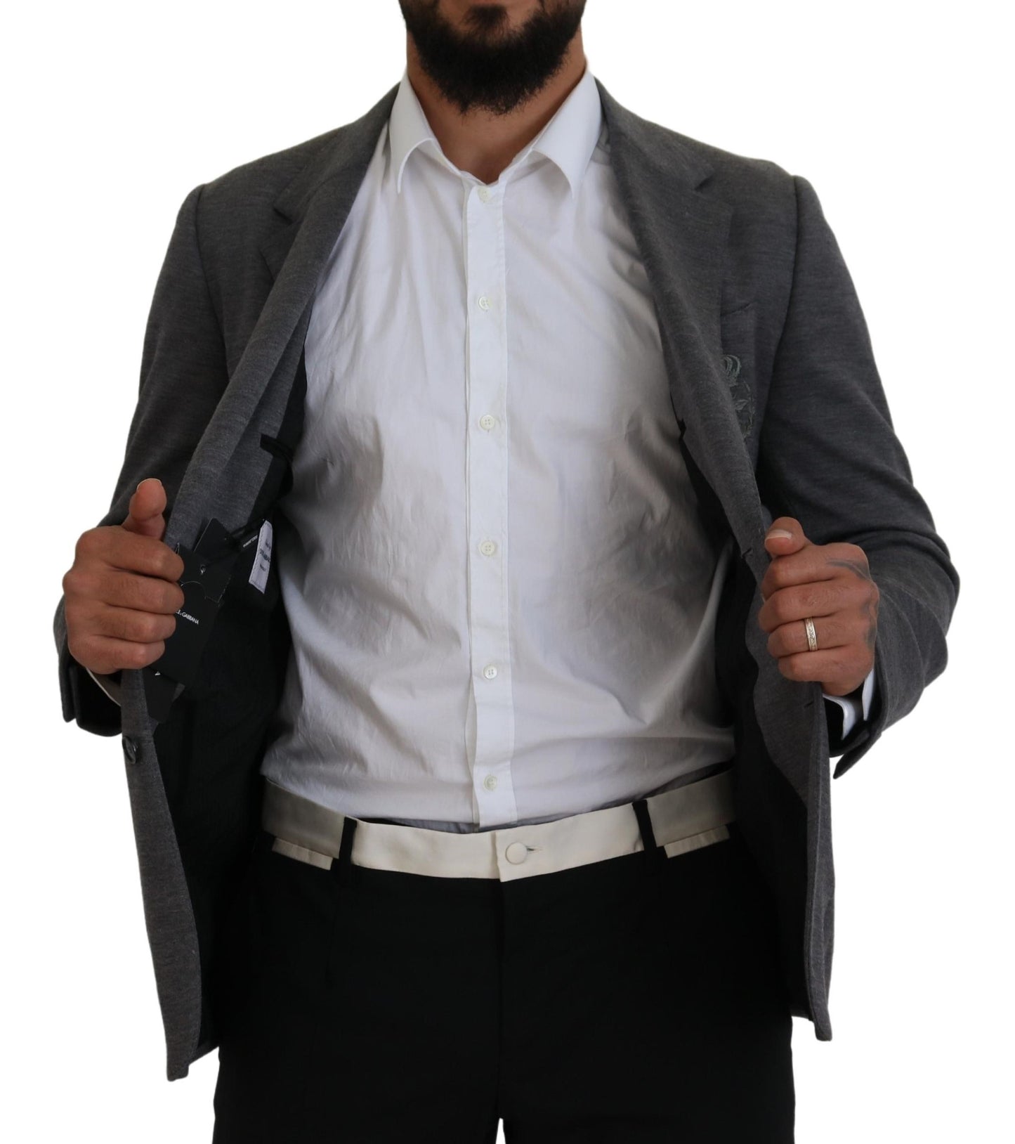 Dolce & Gabbana Men's Gray Wool Stretch Slim Fit Jacket Blazer