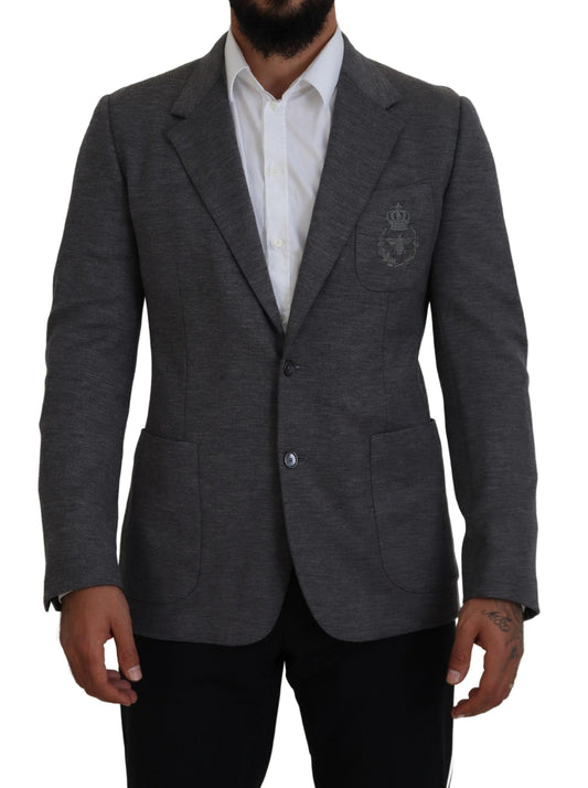 Dolce & Gabbana Men's Gray Wool Stretch Slim Fit Jacket Blazer