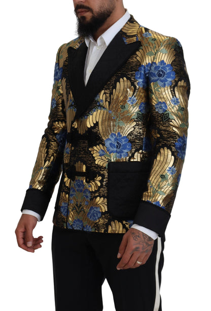 Dolce & Gabbana Men's Gold Lurex Double Breasted Jacket Blazer