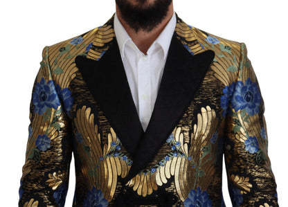 Dolce & Gabbana Men's Gold Lurex Double Breasted Jacket Blazer
