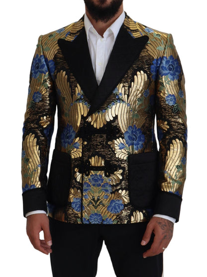 Dolce & Gabbana Men's Gold Lurex Double Breasted Jacket Blazer