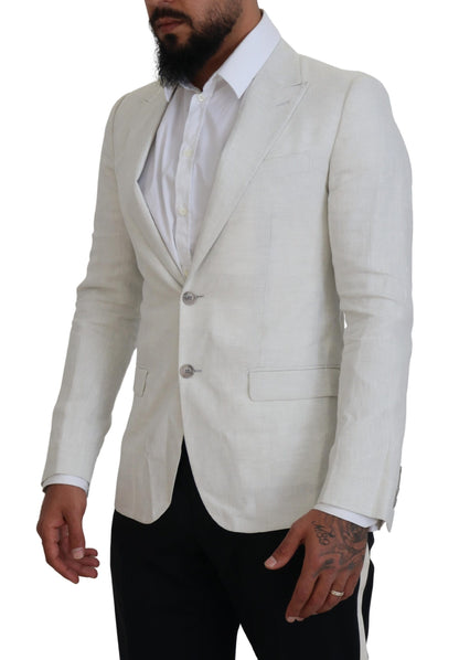 Dolce & Gabbana Men's White Linen Slim Fit Jacket Blazer