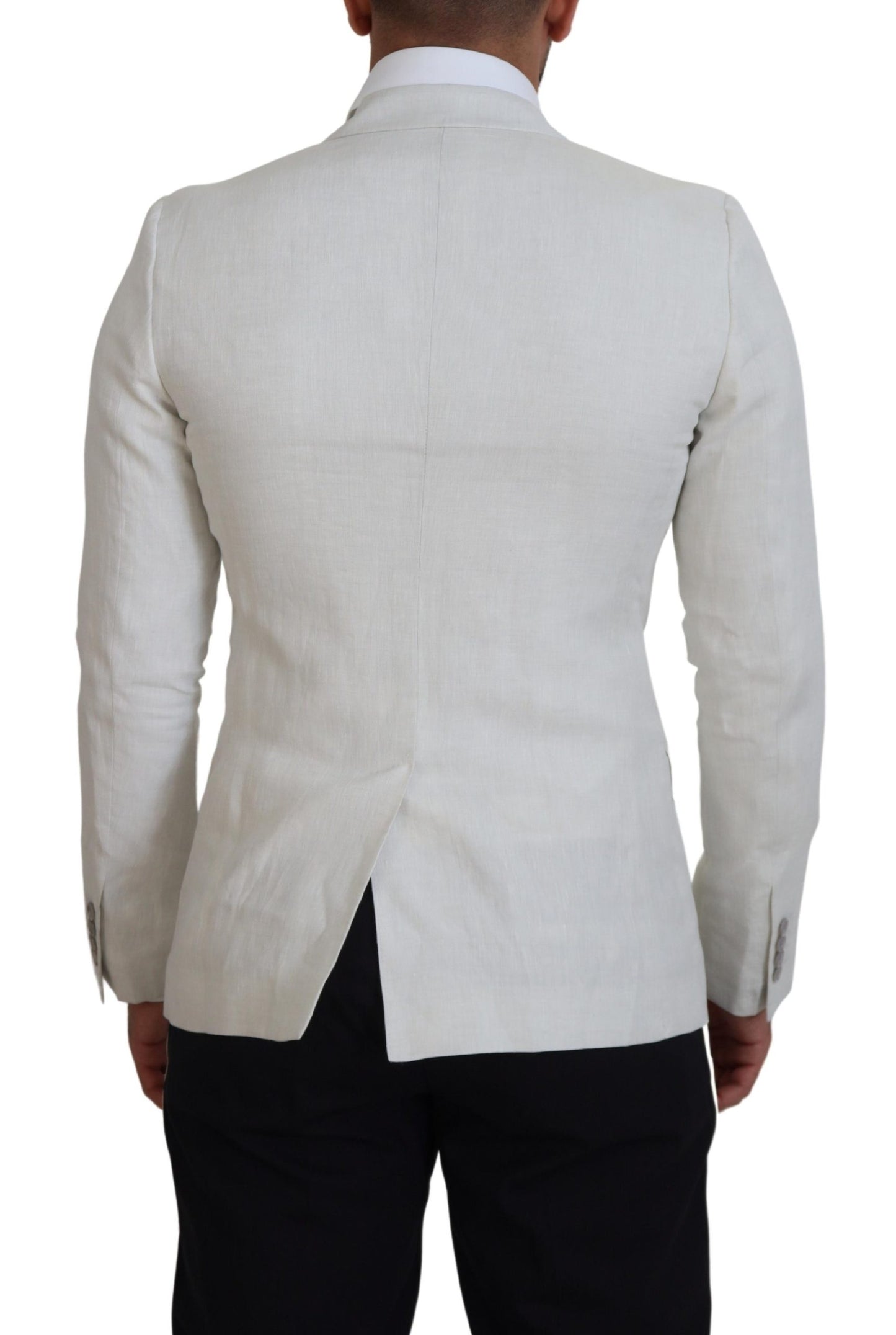 Dolce & Gabbana Men's White Linen Slim Fit Jacket Blazer