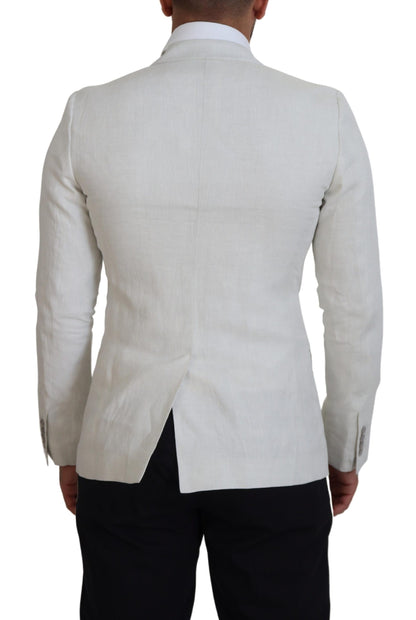 Dolce & Gabbana Men's White Linen Slim Fit Jacket Blazer