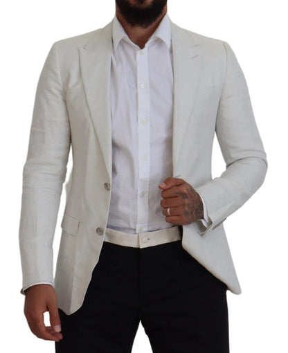 Dolce & Gabbana Men's White Linen Slim Fit Jacket Blazer