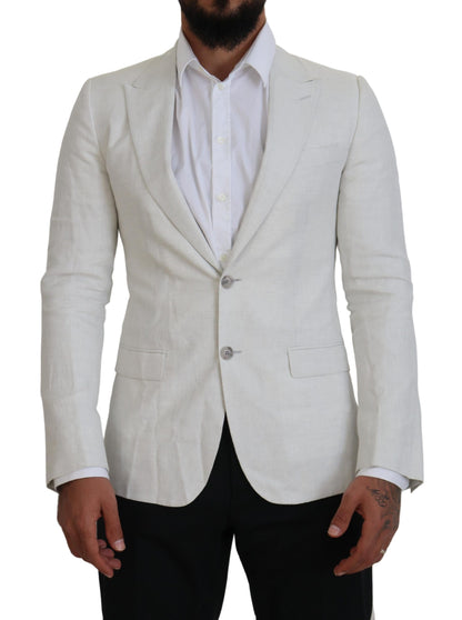Dolce & Gabbana Men's White Linen Slim Fit Jacket Blazer