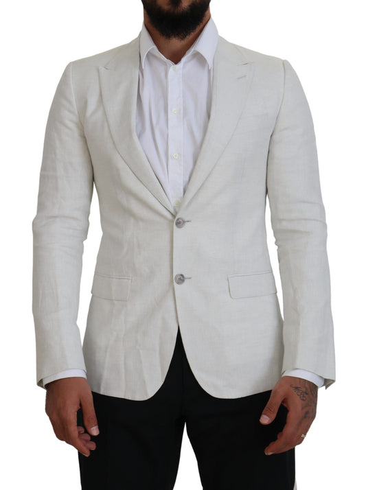 Dolce & Gabbana Men's White Linen Slim Fit Jacket Blazer