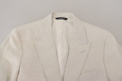 Dolce & Gabbana Men's White Linen Slim Fit Jacket Blazer