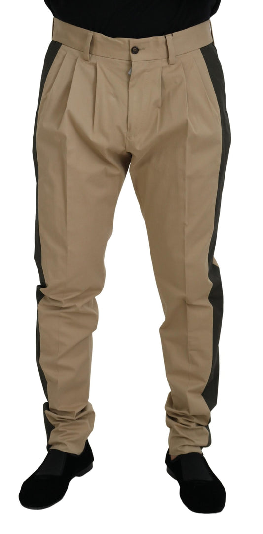 Dolce & Gabbana Men's Brown Black Cotton Chino Men Pants