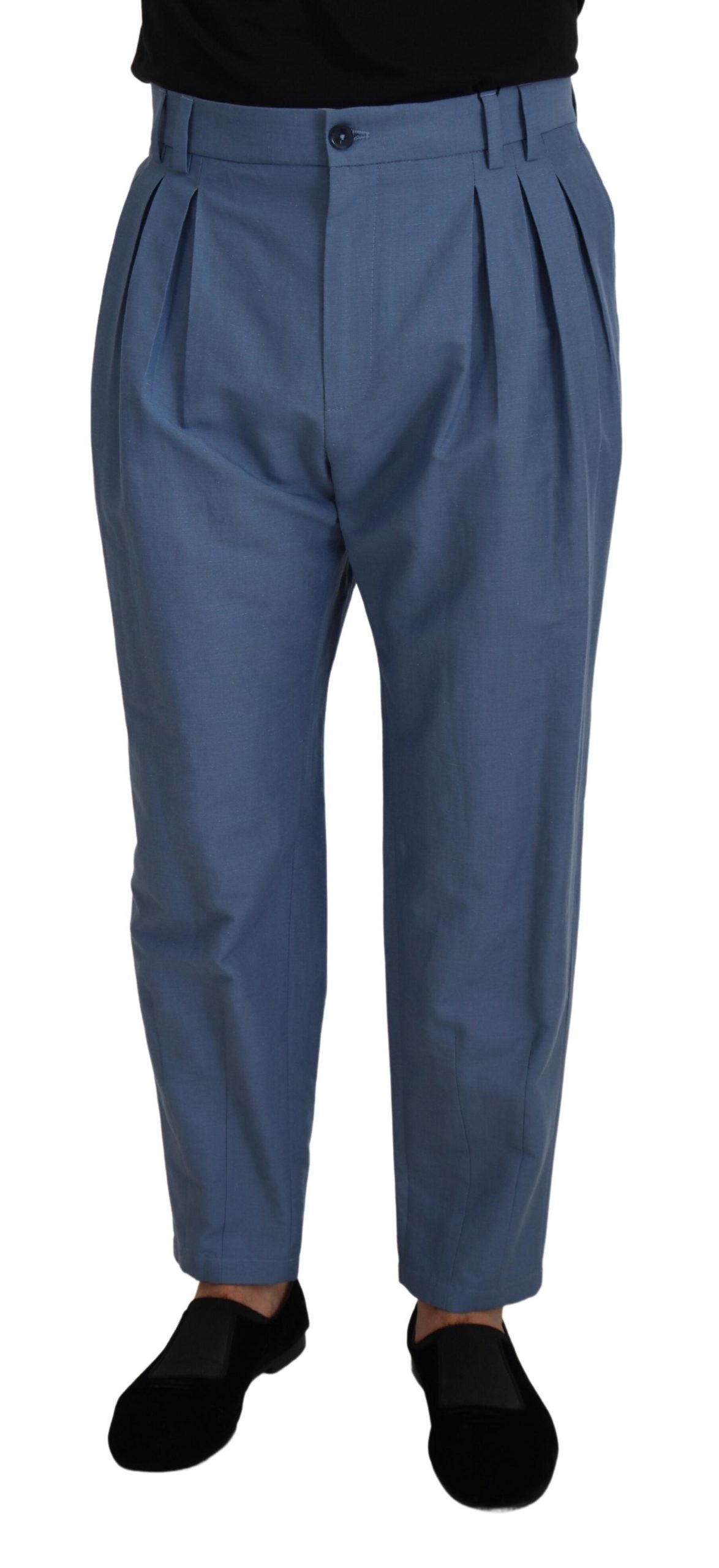 Dolce & Gabbana Men's Blue Linen Chino Formal Pants