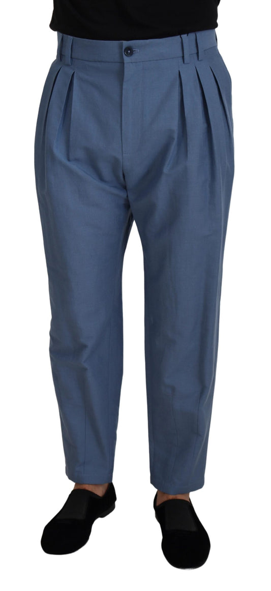 Dolce & Gabbana Men's Blue Linen Chino Formal Pants
