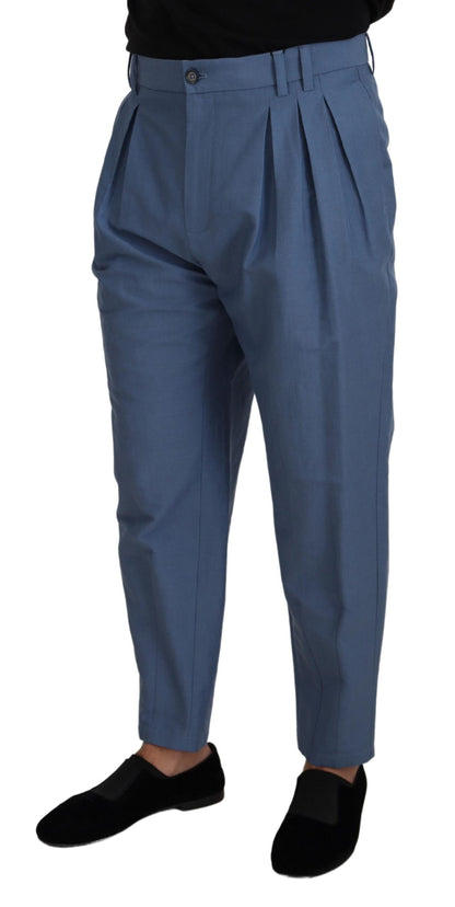 Dolce & Gabbana Men's Blue Linen Chino Formal Pants