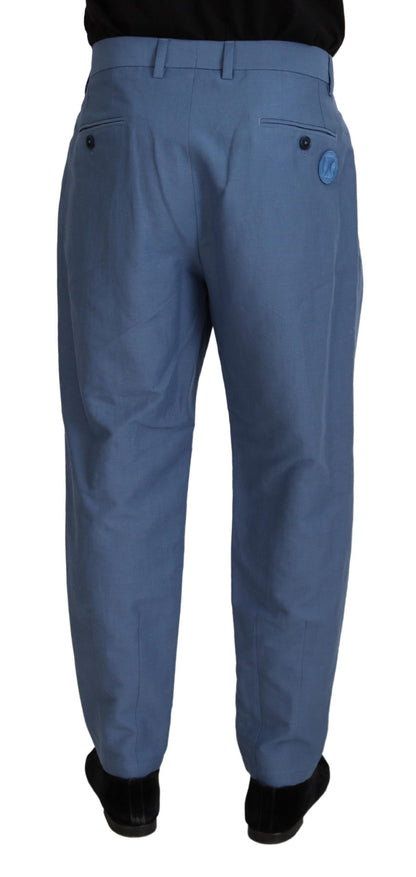 Dolce & Gabbana Men's Blue Linen Chino Formal Pants