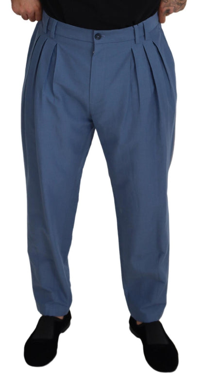 Dolce & Gabbana Men's Blue Linen Chino Formal Pants