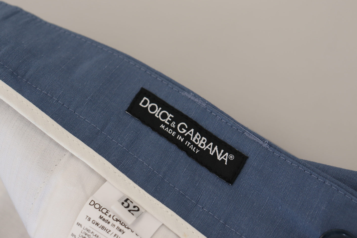 Dolce & Gabbana Men's Blue Linen Chino Formal Pants