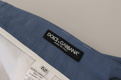 Dolce & Gabbana Men's Blue Linen Chino Formal Pants