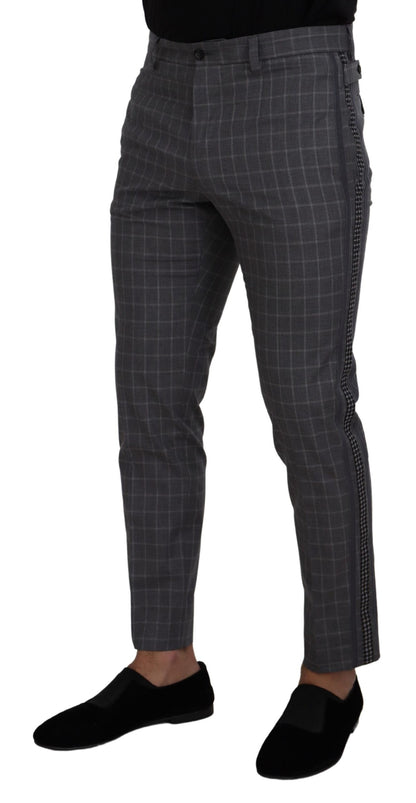 Dolce & Gabbana Men's Grey Cotton Checkered Chino Pants