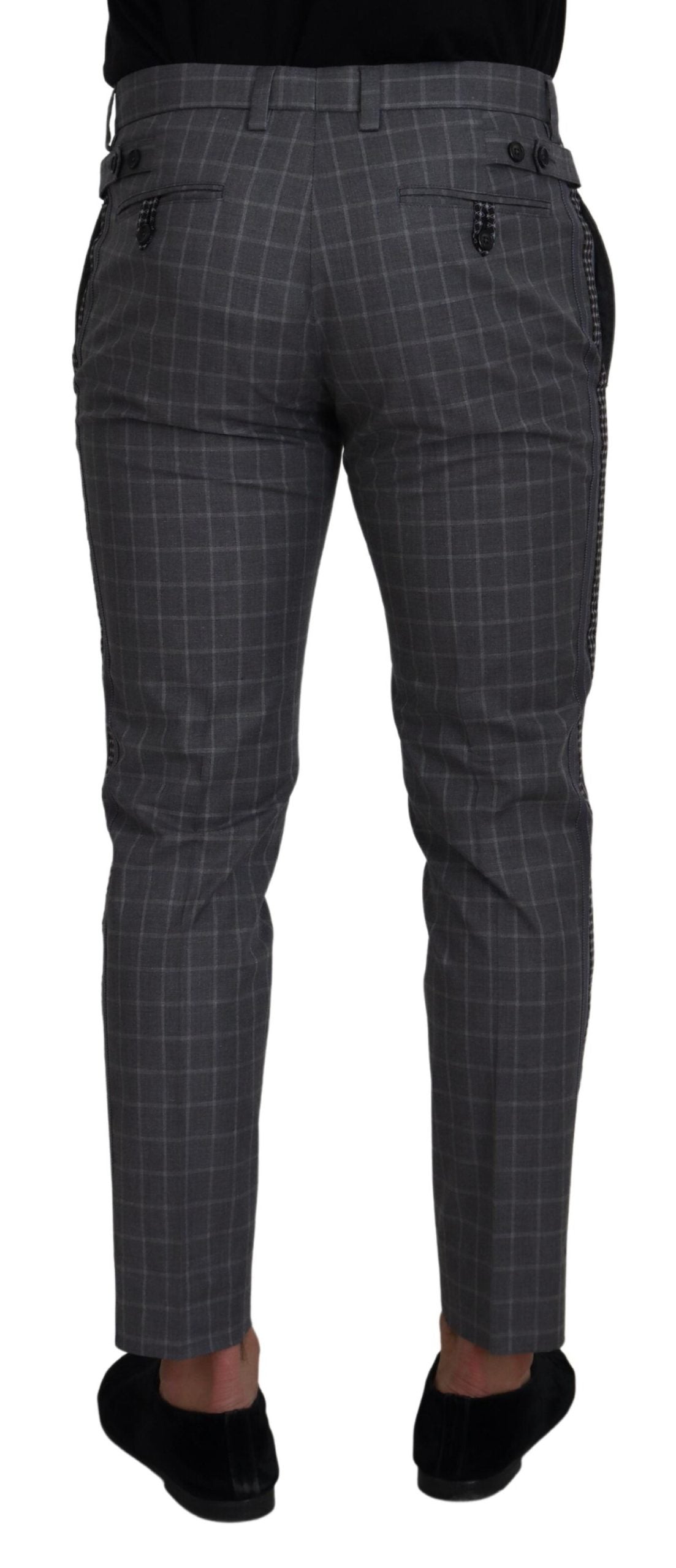 Dolce & Gabbana Men's Grey Cotton Checkered Chino Pants