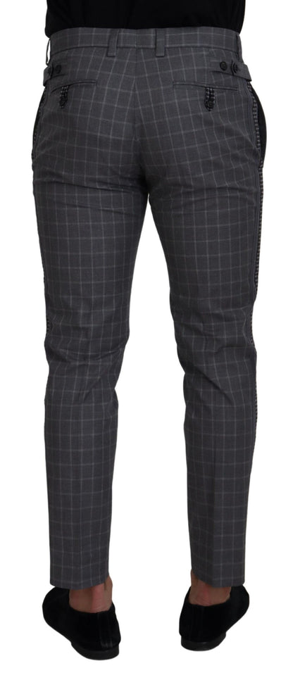 Dolce & Gabbana Men's Grey Cotton Checkered Chino Pants