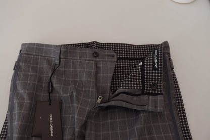 Dolce & Gabbana Men's Grey Cotton Checkered Chino Pants