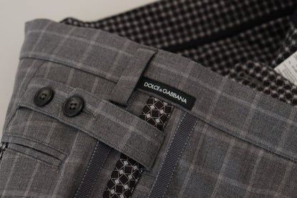 Dolce & Gabbana Men's Grey Cotton Checkered Chino Pants