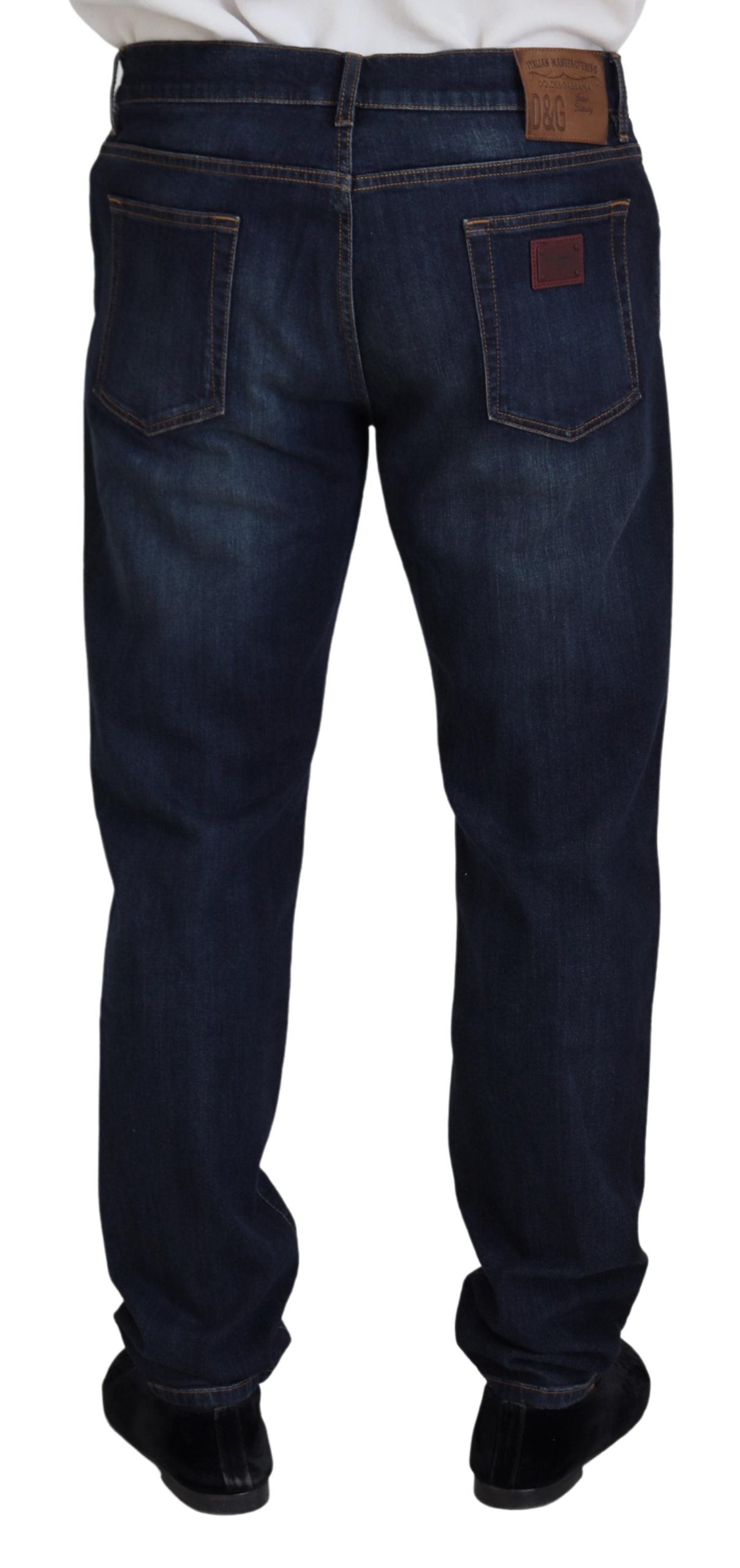 Dolce Gabbana Men's Blue Cotton Straight Fit Casual Denim Jeans