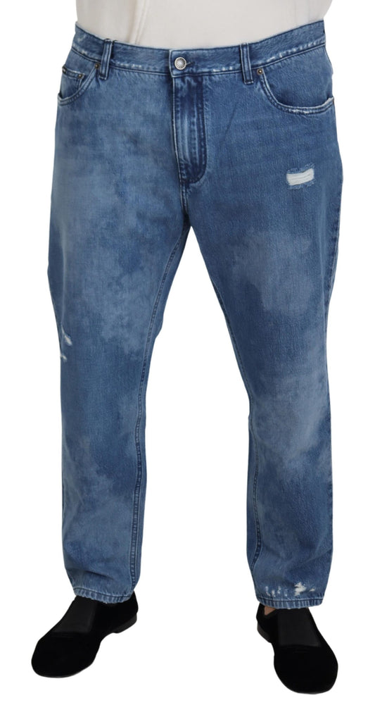 Dolce & Gabbana Men's Blue Washed Cotton Casual Denim Jeans