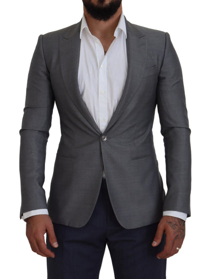 Dolce & Gabbana Men's Gray Wool Silk Slim Fit Jacket Blazer