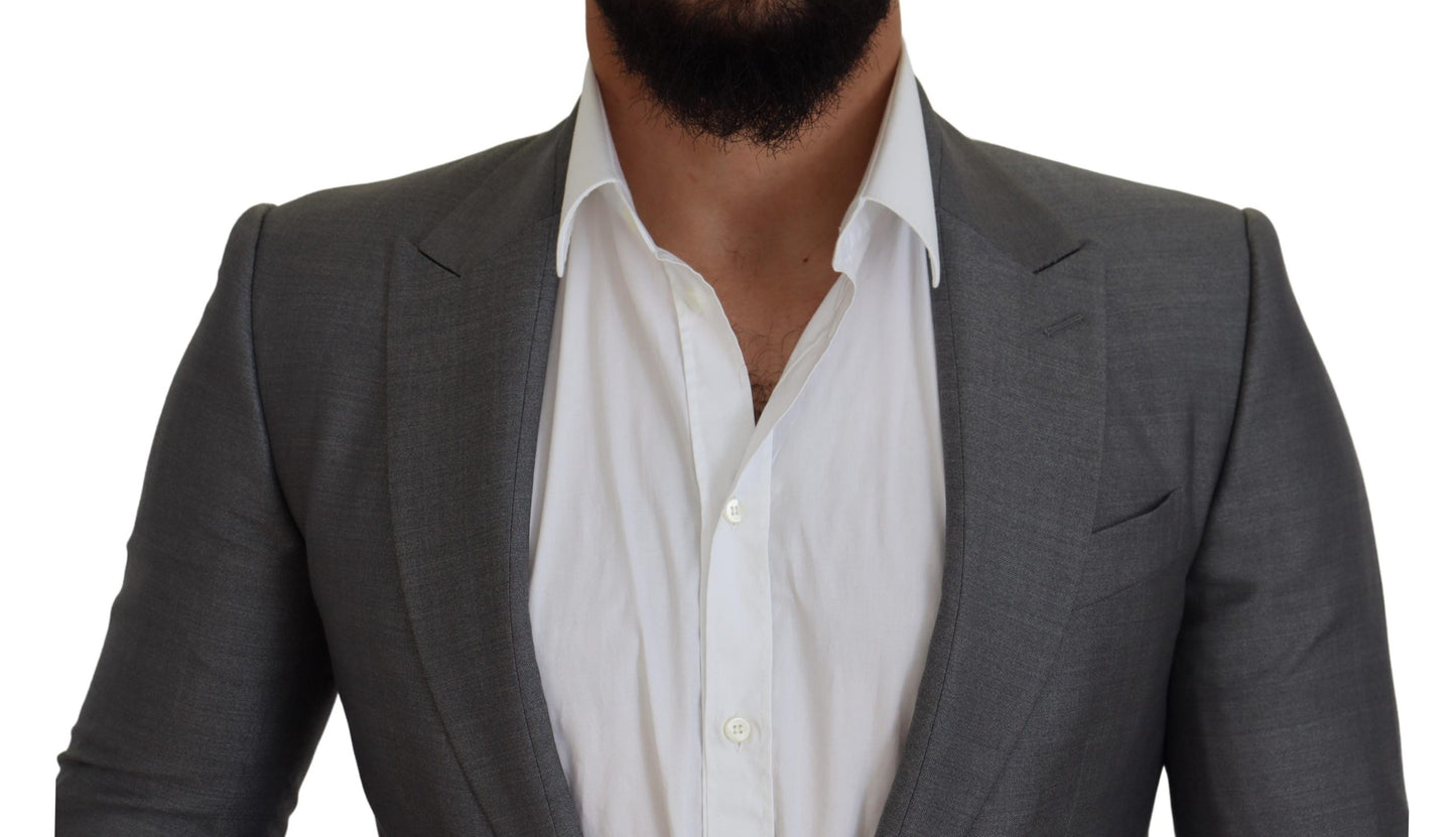 Dolce & Gabbana Men's Gray Wool Silk Slim Fit Jacket Blazer