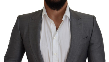 Dolce & Gabbana Men's Gray Wool Silk Slim Fit Jacket Blazer