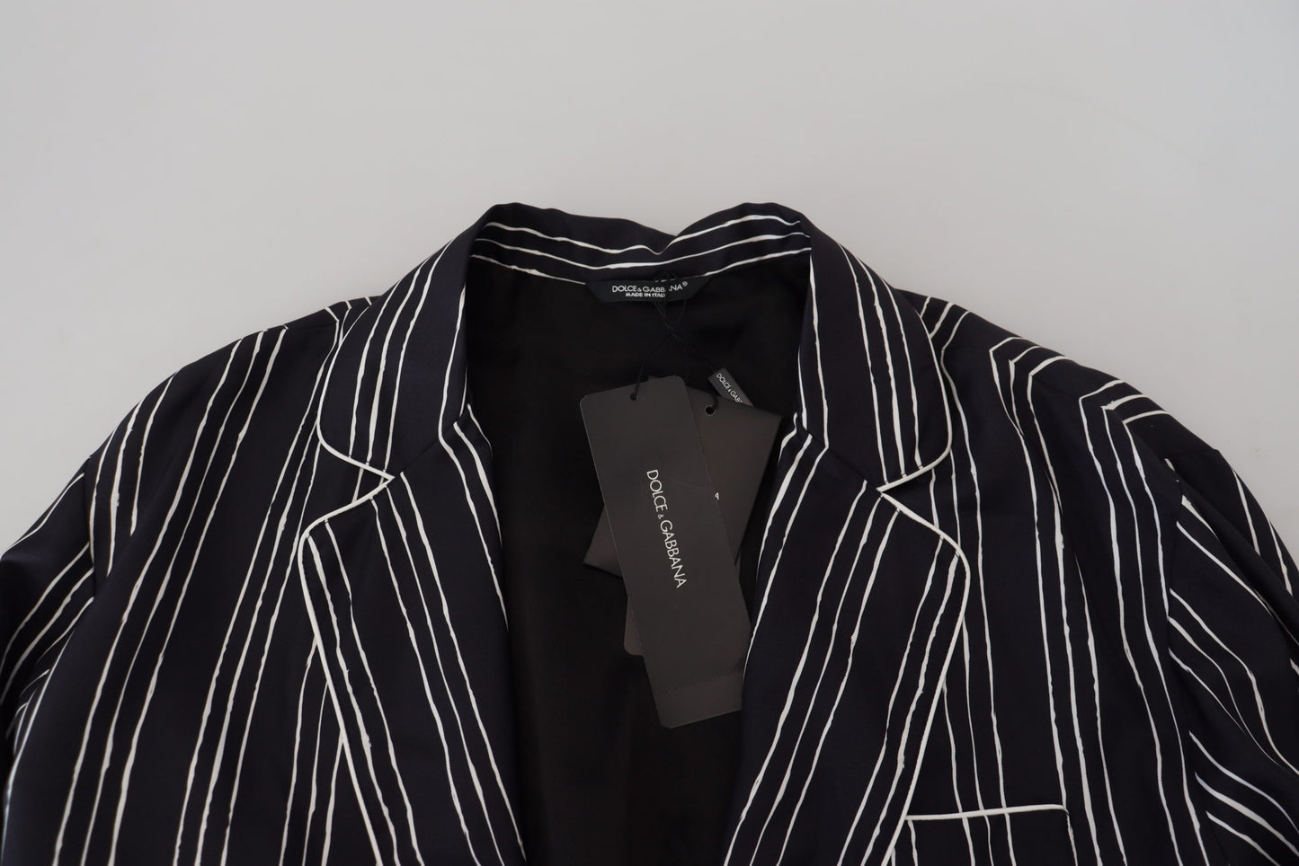 Dolce & Gabbana Men's Blue Striped Silk Pajama Shirt Jacket