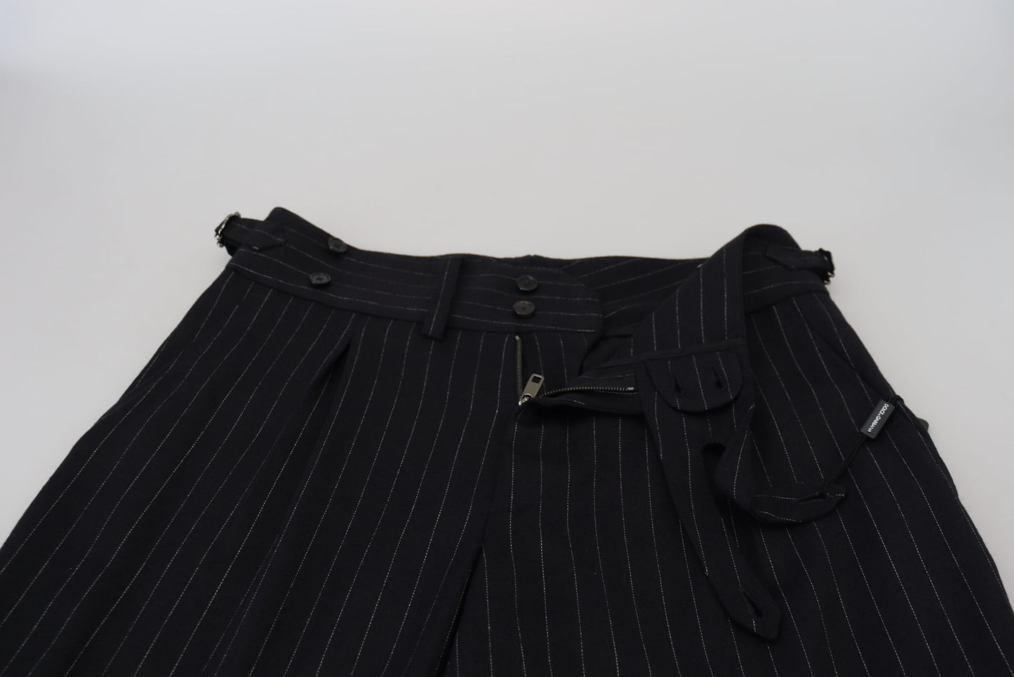 Dolce & Gabbana Men's Black Wool Striped Chino Pants