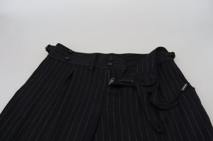 Dolce & Gabbana Men's Black Wool Striped Chino Pants