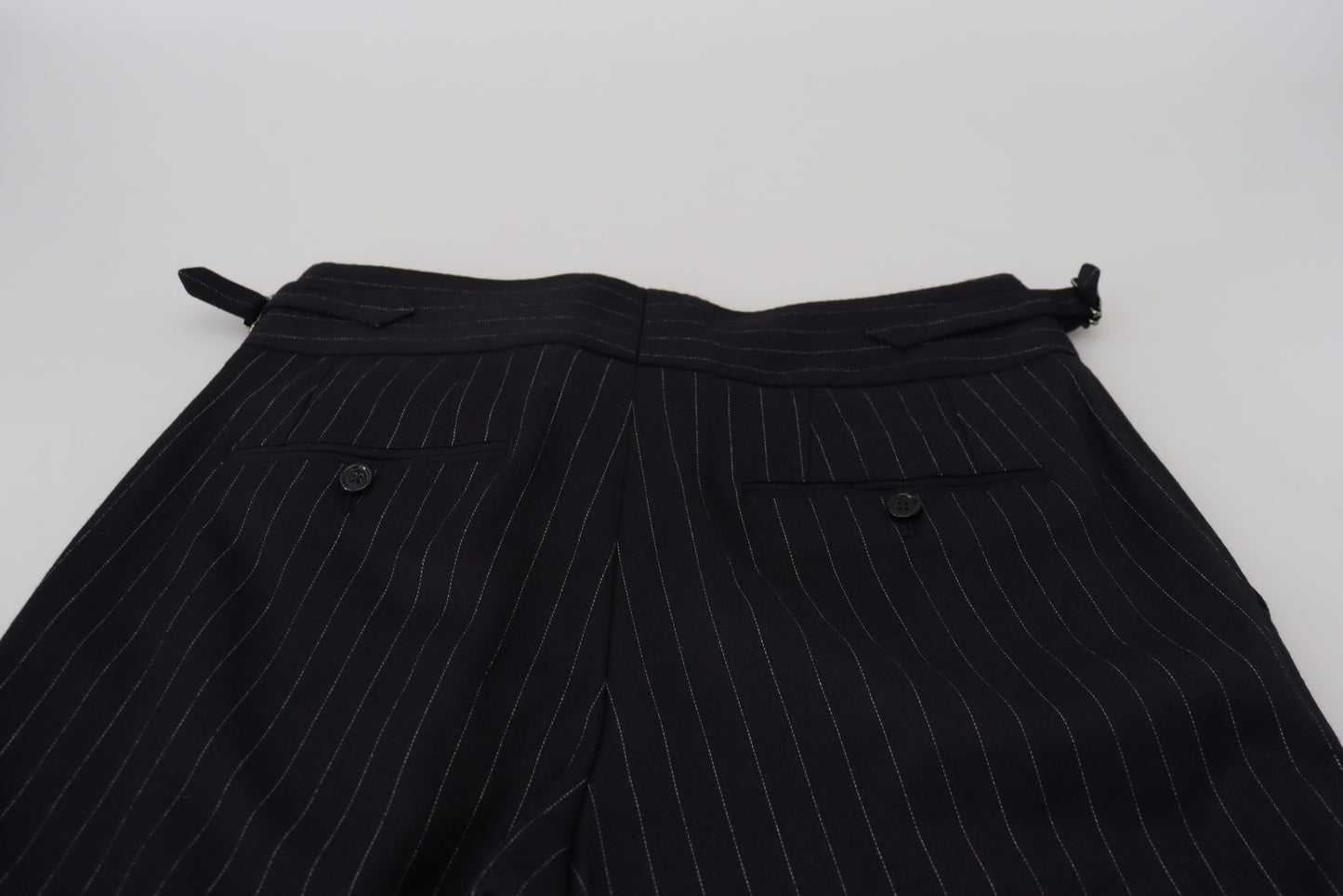 Dolce & Gabbana Men's Black Wool Striped Chino Pants