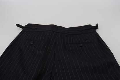 Dolce & Gabbana Men's Black Wool Striped Chino Pants