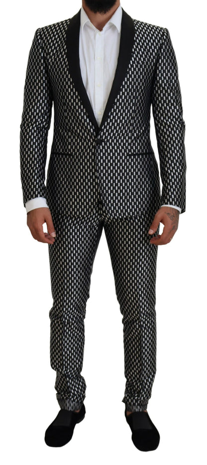 Dolce & Gabbana Men's Black White Silk MARTINI Slim Fit Suit