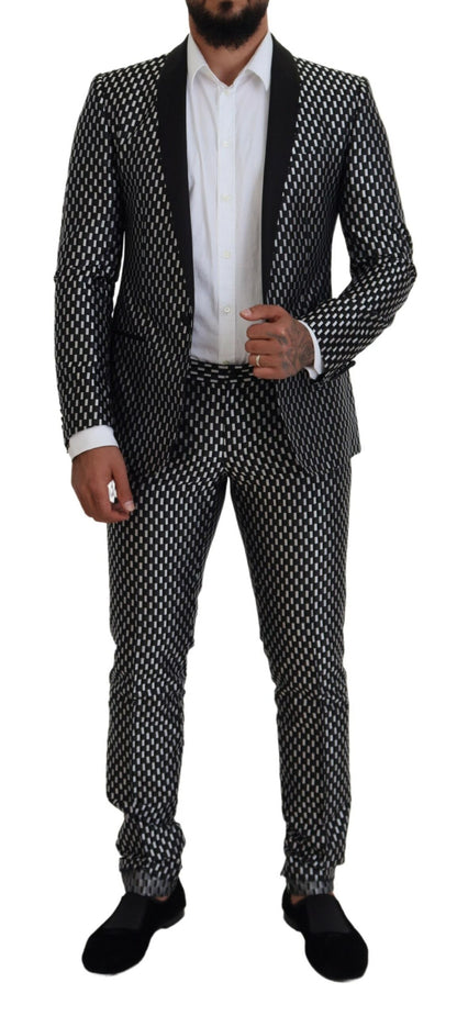 Dolce & Gabbana Men's Black White Silk MARTINI Slim Fit Suit