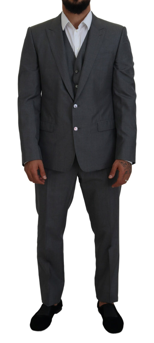 Dolce & Gabbana Men's Gray MARTINI 3 Piece Slim Fit Suit