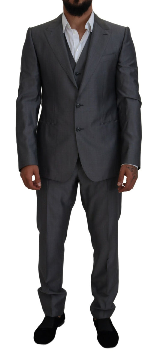 Dolce & Gabbana Men's Gray SICILIA 3 Piece Slim Fit Suit